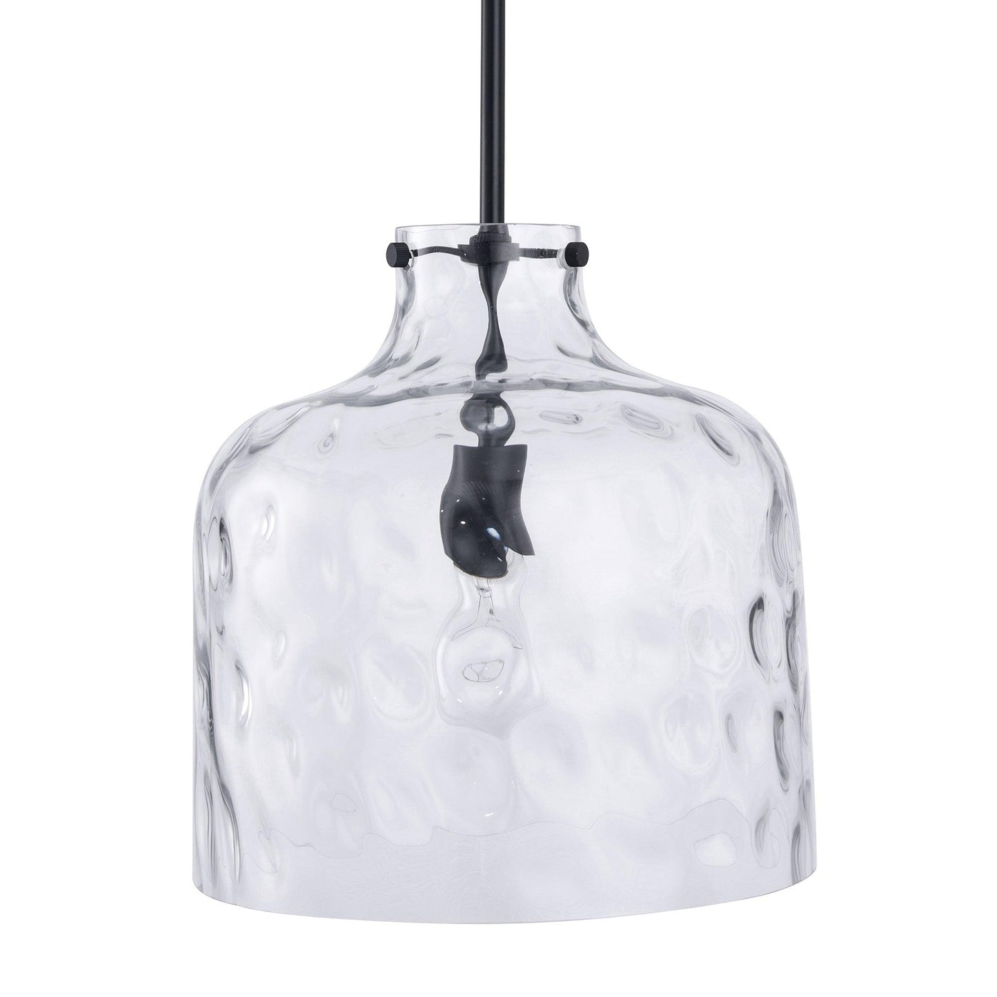 Kara Farmhouse 1-Light Textured Glass Nickel Pendant Light