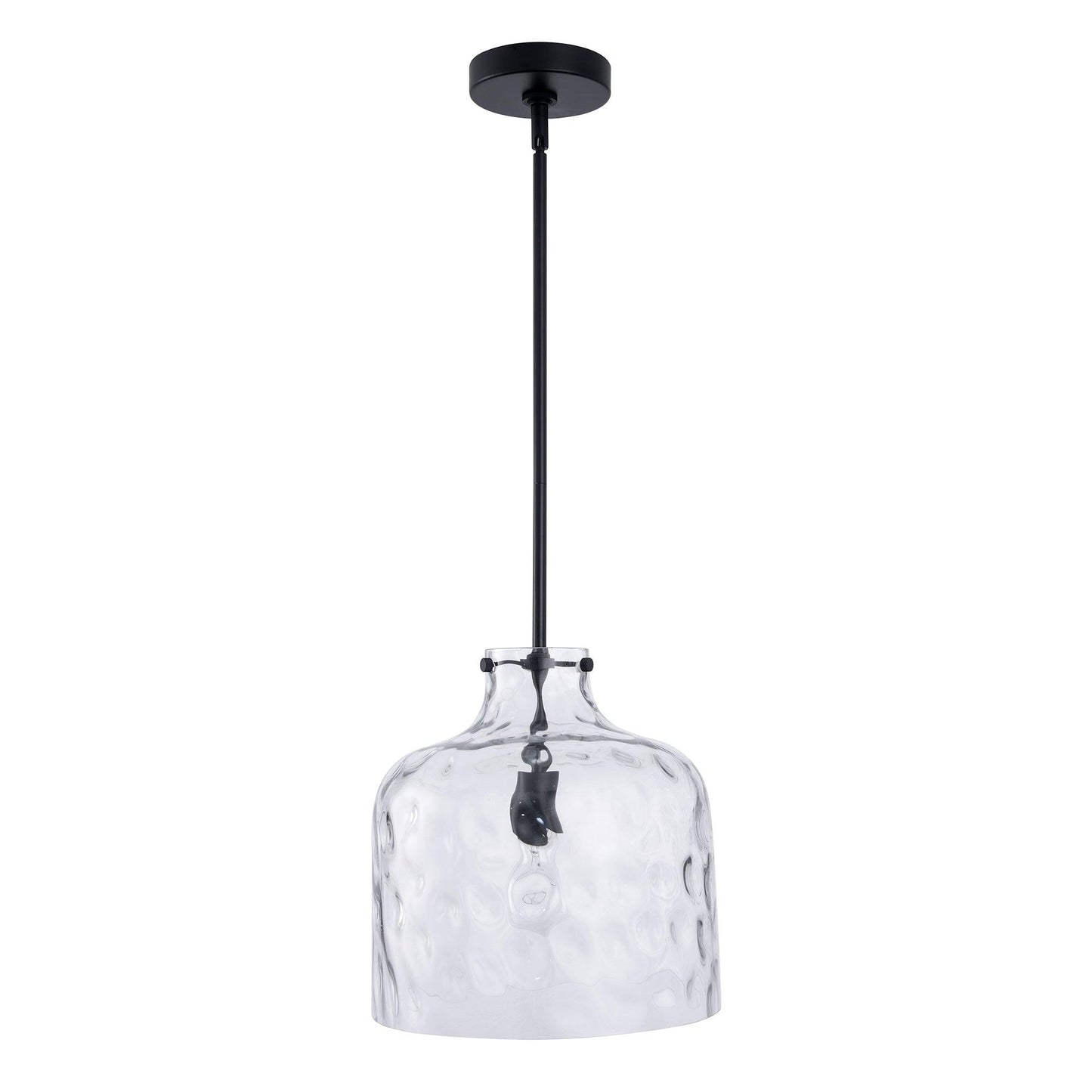 Kara Farmhouse 1-Light Textured Glass Nickel Pendant Light