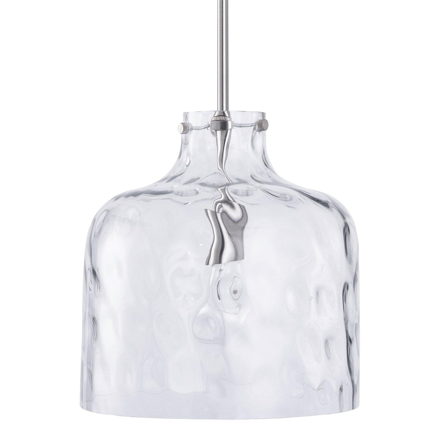 Kara Farmhouse 1-Light Textured Glass Nickel Pendant Light