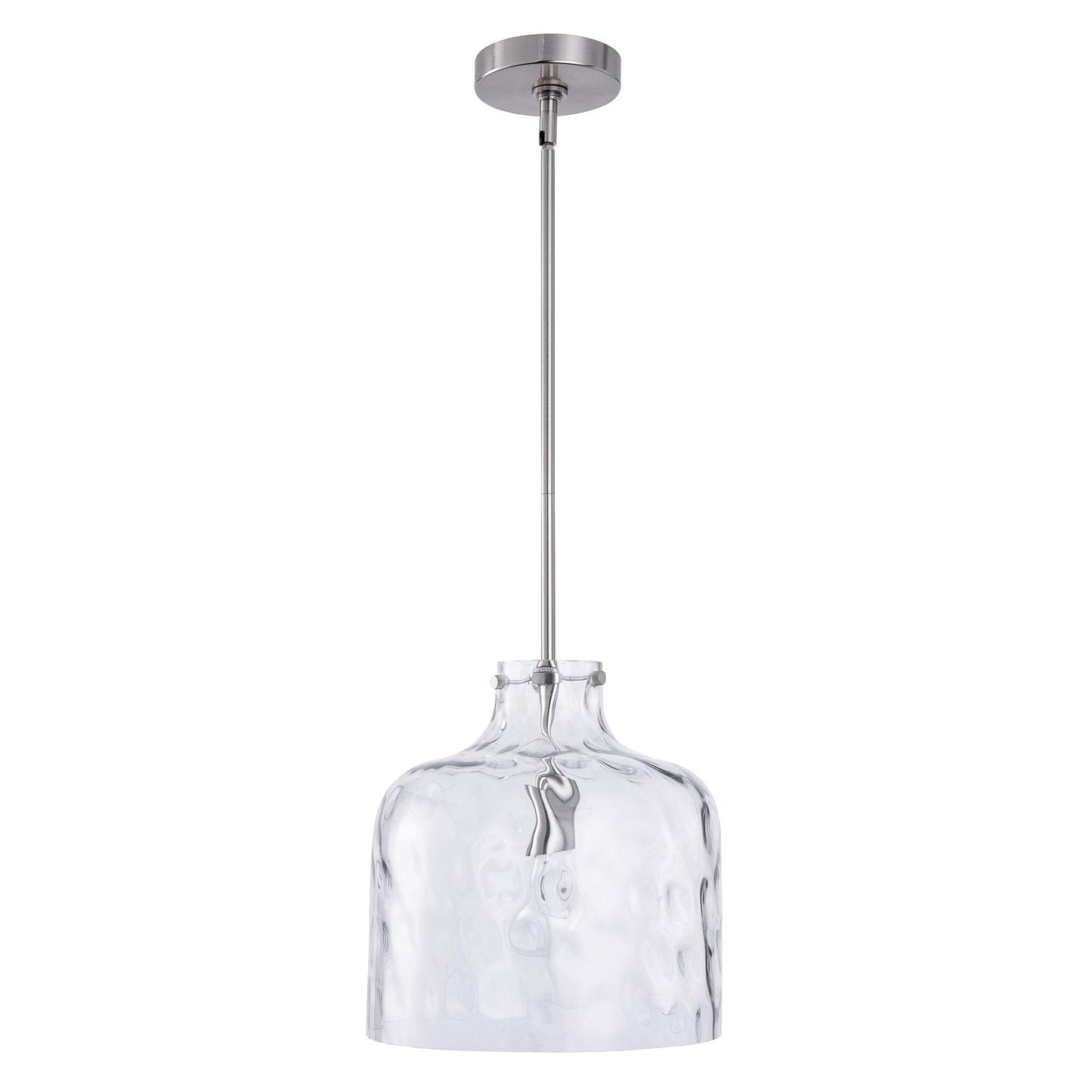 Kara Farmhouse 1-Light Textured Glass Nickel Pendant Light