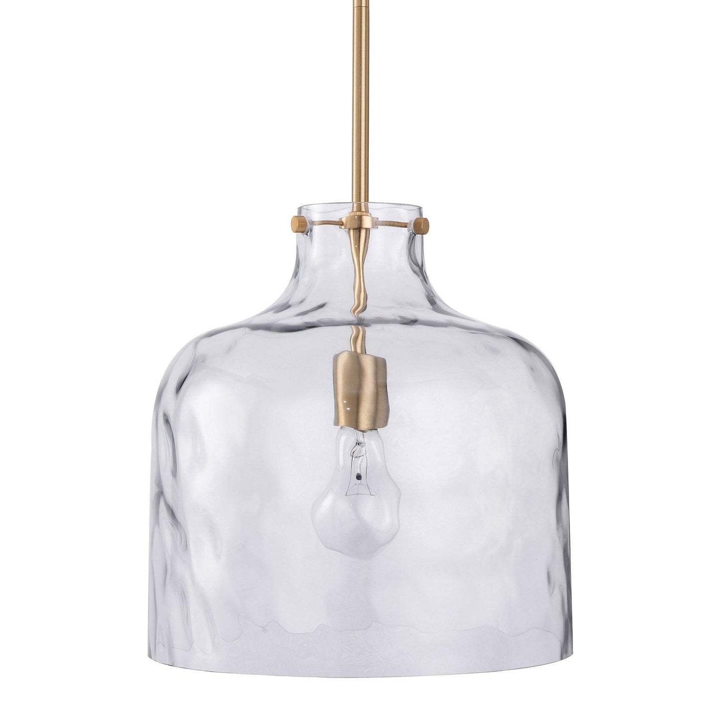 Kara Farmhouse 1-Light Textured Glass Nickel Pendant Light