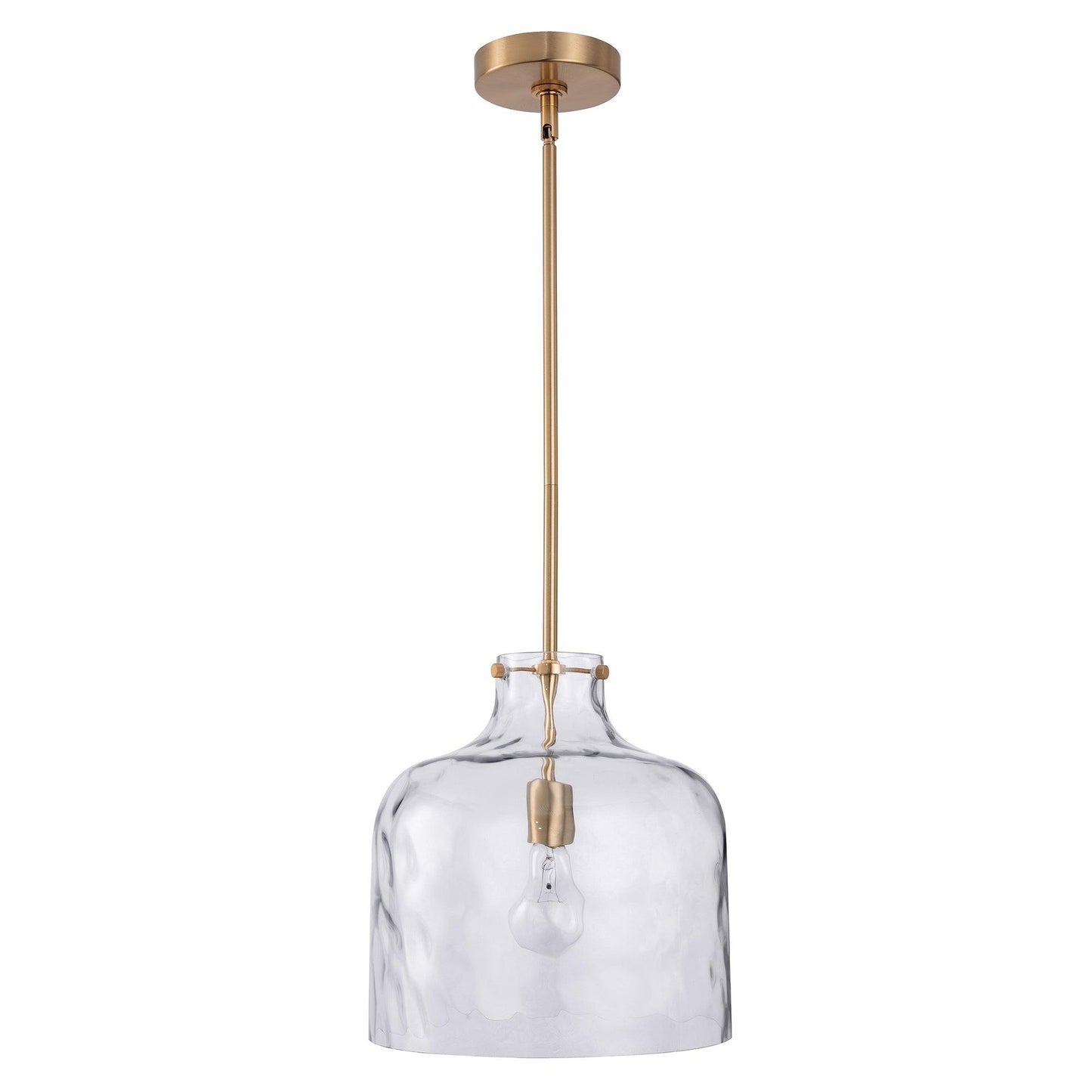 Kara Farmhouse 1-Light Textured Glass Nickel Pendant Light