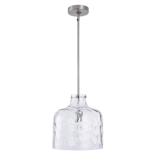 Kara Farmhouse 1-Light Textured Glass Nickel Pendant Light